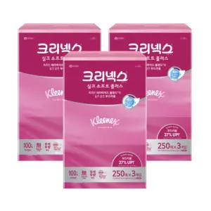 크리넥스 실크소프트 플러스 각티슈 250매 3입X3개(총9개)