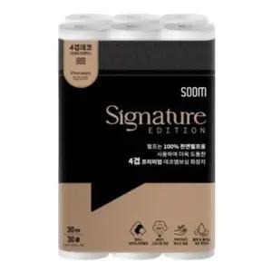숨 시그니처 에디션 4겹 프리미엄 화장지 30m 30롤 - 1팩