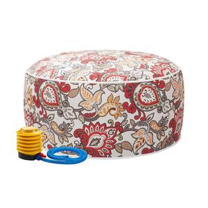 까치 원단 실내/외 풍선 스툴 오스만 푸프, 발수 펌프 D20 xH9가 장착된 발 받침대, 파티오 가든 여행 캠핑 또는 가정용 휴대용, 플로럴 레드 오렌지