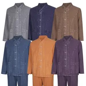 [파파브로] 남성 간절기 천연염색 옆트임 개량 생활 한복 상하의 세트 SS-HBA-M3