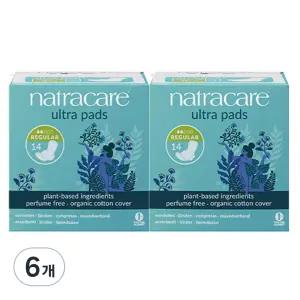 나트라케어 울트라 데일리 학생 직장인 패드 생리대 날개형 레귤러 소형 14개입 6개
