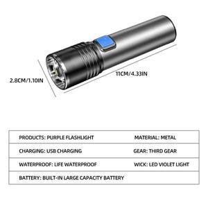 395nm UV 손전등 블랙라이트 Zoomable USB 충전식 자외선 애완 동물 소변 감지 경화용