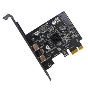 주라식 2포트 TYPE-C PCIE 카드 Express 3.0 X1-듀얼 USB-C 확장 SATA 전원 USB3.2 Gen2 데스크탑 PC용 10G