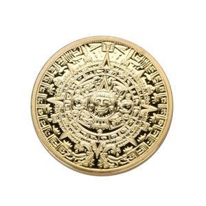 마야 달력 도금 동전 기념품, 아즈텍 배지 핀, 멕시코 선물, 골드 컬러 빈티지 컬렉션