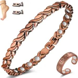 초강력 자석이 장착된 여성용 빅매그 구리 발찌 99.9 견고한 선물 (조절 가능)