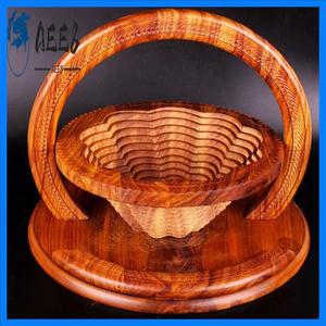 AEE8-수제 나무 조각 과일 접시 나무 과일 바구니 접이식 말린 과일 바구니 접이식 빵 견과류 바구니