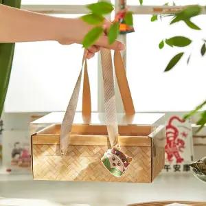 선물박스 휴대용 바구니무늬 꽃다발 상자 과일 복고풍