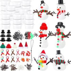 Shappy 24 팩 크리스마스 눈사람 DIY 공예 326개 빌드 키트 장식 에어 드라이 모델링 클레이 겨울 파티