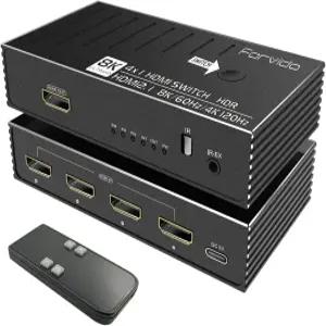 HDMI 스위치 4 in 1 아웃 8K 120Hz 4K 2.1 스위처/스플리터 리모컨 포함 게이밍 PS5 Xbox TV 모니터용 포트