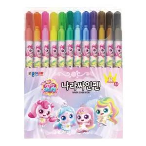 종이나라 프린세스 캐치 티니핑 나라싸인펜 12색