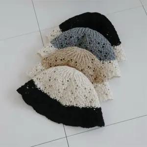 여성 투톤 자수 튤립 바캉스 버킷햇