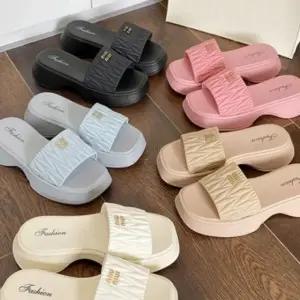 여성 키높이 통굽 슬리퍼 여름 사무실 발편한 신발 (WFI0YKX)