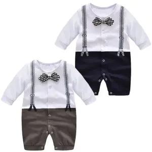 긴팔 체크나비 멜빵 우주복 203908 WEB520D