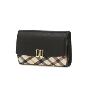 닥스 액세서리 25FW [VICTORIA] 빅토리아 블랙 체크 배색 가죽 반지갑 DCWA5F458BK