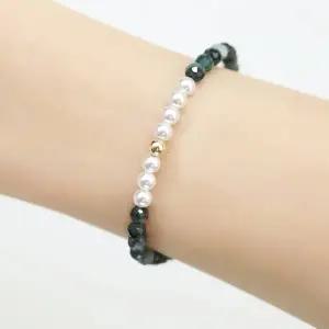 [리즈타라]14k 금볼 천연 에메랄드 원석 보테 진주 팔찌 [주문제작]