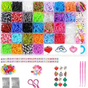 지야코 고무줄 팔찌 키트 2500개 이상의 직조 밴드 제작 탄성