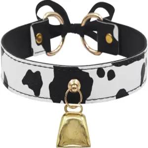 팔로리 베이직 카우 프린트 벨 칼라 초커 목걸이 여성용