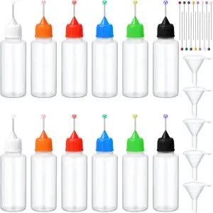 베이더케 12개 정밀 팁 어플리케이터 병 20ml 바늘 미세 스퀴즈 5개 미니 깔때기 15개 핀 알코올 잉크 DIY