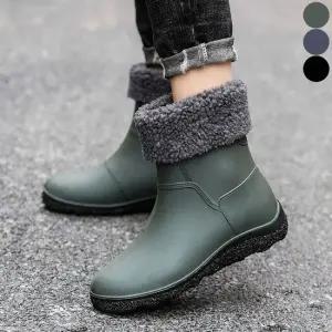 눈오는날 고무장화 남자 뽀글이 털안감 기모 레인부츠 남성부츠 레인부츠 겨울부츠