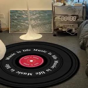 빈티지 레코드판 LP 러그 원형 거실 매트 인테리어 카페 카페트 턴테이블 디자인 발매트