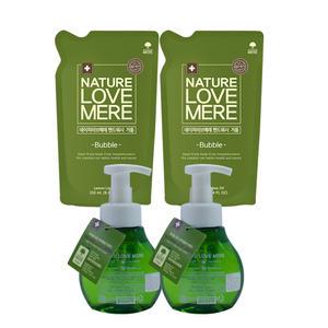 네이쳐러브메레 핸드워시 거품 리필형 2개 용기2개 답례품  손세정제 손소독제 미세먼지 제거 유아핸드워시