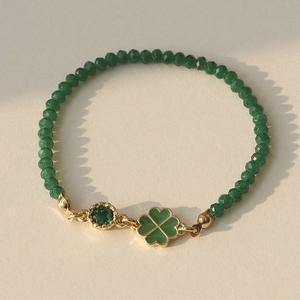 [디바테일][선물포장] 탄생석 클로버 비즈팔찌(3컬러)