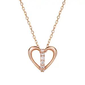 14K 목걸이 체인 레이어드 하트 라인 큐빅