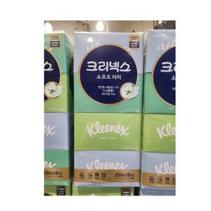 크리넥스각티슈 소프트터치 미용티슈 2겹 250매 X 8개 유한킴벌리 크리넥스화장지