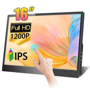 카플레이 모니터 휴대용 모니터 16인치 1920x1200 IPS 패널 16 10 터치스크린 여행용 디스플레이 Type HDMI 노트북 스위치 Xbox와 호환 가능