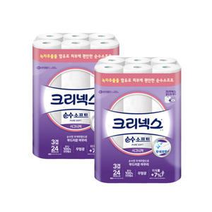 크리넥스 순수소프트 3겹 고급화장지 28m 24롤 2팩