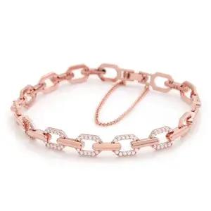 [미니아트]데바 14KGP 로즈골드 볼드 큐빅 체인 패션 팔찌
