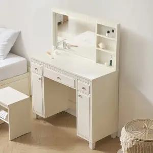 미카엘 1000폭 서랍 화장대 슬림 조명 거울