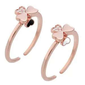 [미니아트]클로버 14KGP 로즈골드 큐빅 레이어드 행운 패션 반지