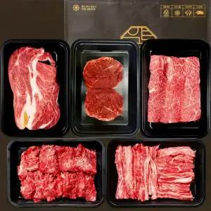 [냉장] 1++등급 프리미엄 SVIP 미식 S 2kg 구이용 투뿔 한우선물세트 설 명절 등심 샤토브리앙 살치살 갈비살 마장동 소고기 세트