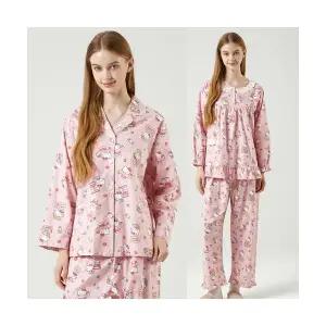 헬로키티 잠옷 맘커플 산리오 여성 순면 홈웨어 우정 파자마파티 선물 긴팔 여행 기념일 캔디