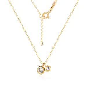 [모룬] 18K 글로우M 미니멀 트윈 팝 큐빅 체인 목걸이 MON40926