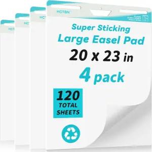 120장 두꺼운 끈적끈적한 이젤 패드 20인치 x 23인치 30장/패드 4장/팩 앵커 차트 용지 대형 흰색 화이트