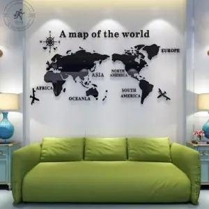 지도스티커 회사 벽 인테리어 벽지 사무실 고급 세계지도 120x60