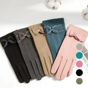 [하프클럽/]겨울 여성용 장갑 따뜻한 리본 벨벳 모직 잡화