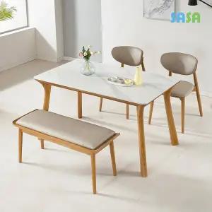 (E)데코라인 라운지 원목세라믹 4인식탁(의자2+벤치1)