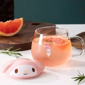 산리오 마이멜로디 입체 뚜껑 유리컵 400ml이유식기 아동식기 유아식기 컵