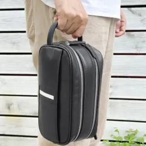 (색상 블랙)남성 가죽 골프 클러치백 스포츠 파우치 손가방