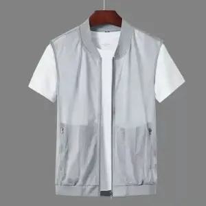 남자 여름 망사 회색 심플 작업복 조끼 멀티포켓 메쉬