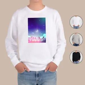 [하프클럽/알티피아]맨투맨 전색상 달 몽환적인 별똥별 하늘 프린트셔츠