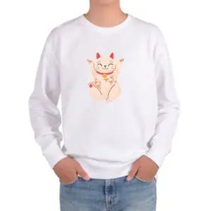 [하프클럽/알티피아]맨투맨 마네키네코 고양이 야옹이 프린트티셔츠