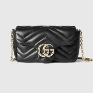 구찌 블랙 라이트 골드 미니 GG 마몽 숄더백 841290 AAFAX 1000