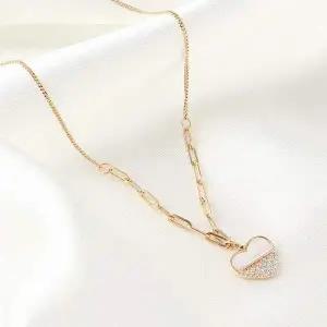 실버925 자개 러브하트 목걸이 큐빅목걸이 하트목걸이 925목걸이