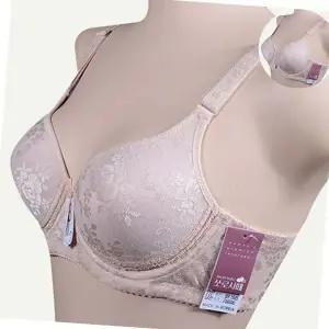 은은한 자수무늬 3단 후크아이 와이어 브라