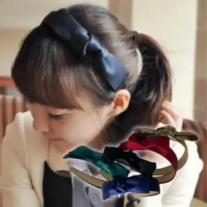 여성 러블리 실크 왕리본 머리띠 1P 포인트 헤어 밴드 포인트머리띠