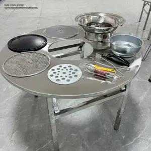 업소용 불판 원형 그릴 고기집 테이블 숯불 화로 스텐 접이식 바비큐 소형 포함